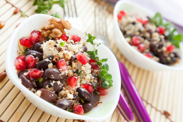 red beans with walnut sauce and pomegranate