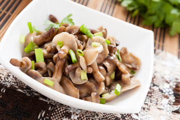 honey agarics mushroom salad with chives
