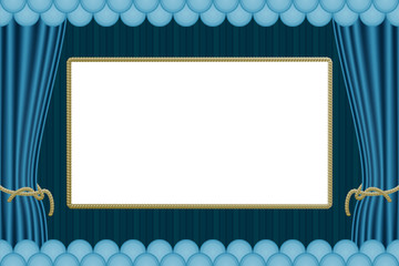 Vorhang blau mit Leinwand