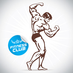 Bodybuilder Fitness Model Illustration, Sign, Symbol