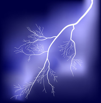 white lightning in lilac sky illustration