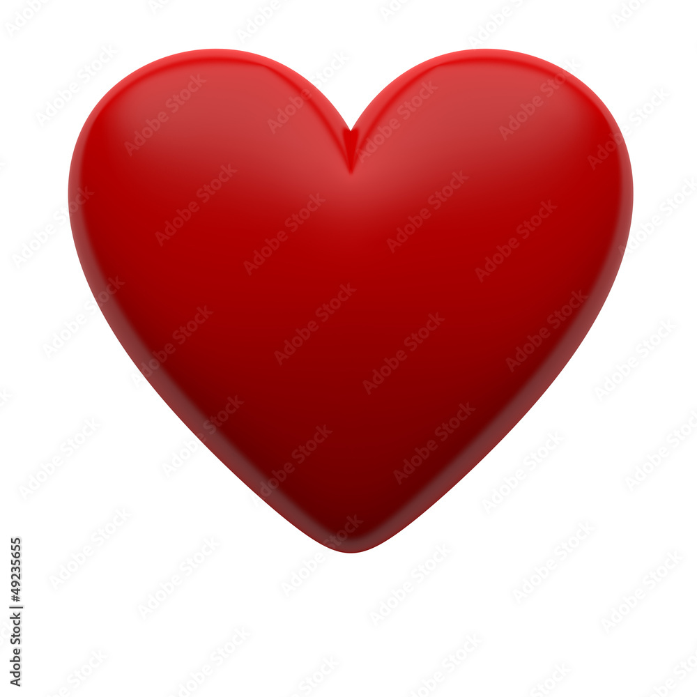 Poster red 3d heart isolated with clipping path