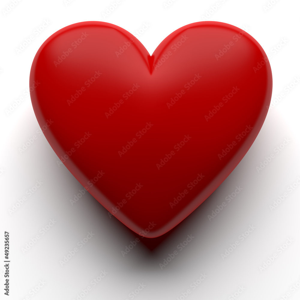 Poster red 3d heart isolated with clipping path