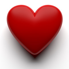 Red 3D heart isolated with clipping path