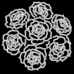 Stickers fenêtre Fleurs noir et blanc Grand bouquet de roses. vecteur