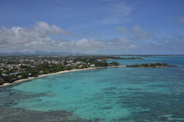 Aerial pictures of the Coastline of Mauritius along the North East of the Island.