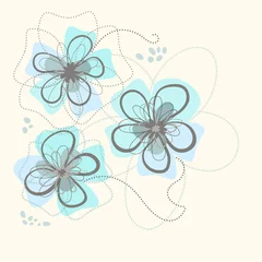 Door stickers Abstract flowers Retro floral background