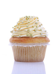 Birthday cupcake isolated on white