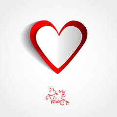 Happy Valentines Day - Two Paper Hearts - vector Postcard