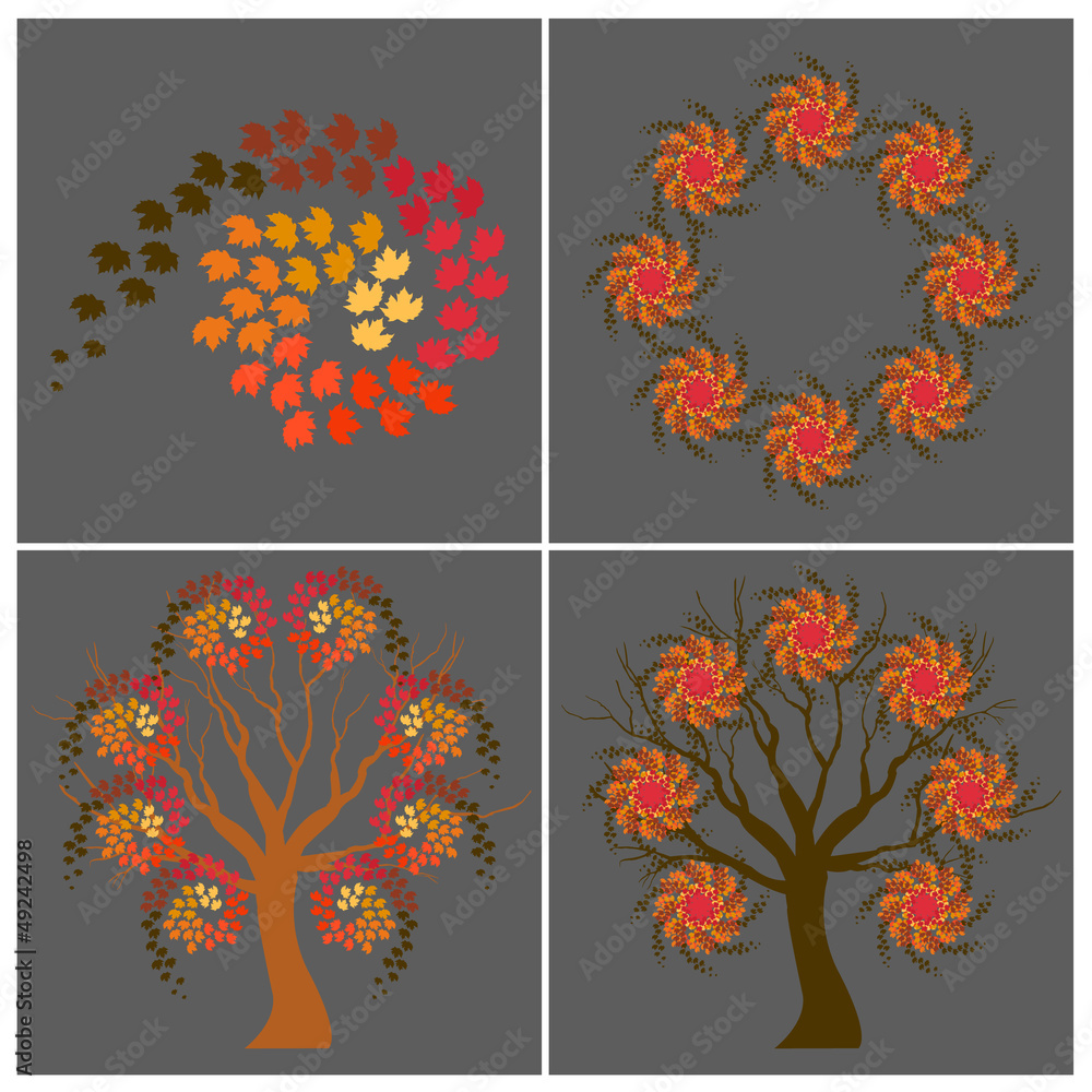 Wall mural autumn spiral shapes