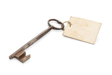 Rusty Key With Message Label
