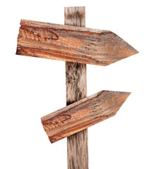 collection of various empty wooden sign on white background