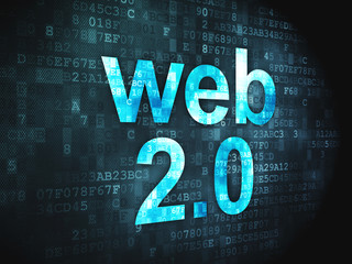 SEO web development concept: Web 2.0 on digital background