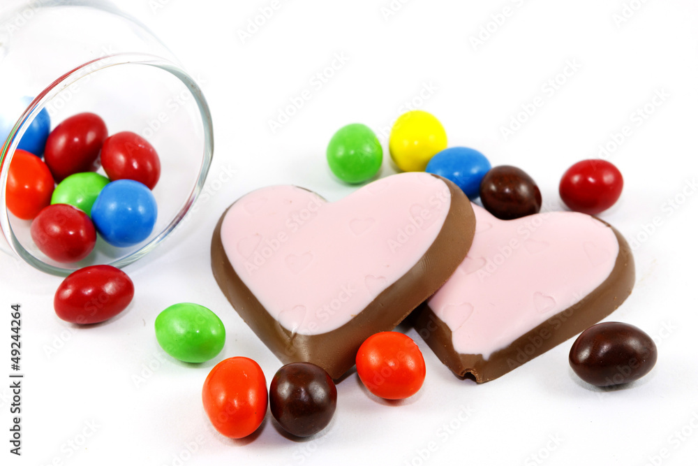 Wall mural Candy and heart Chocolate