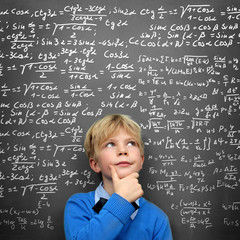 Schoolboy at the Blackboard with Formulas