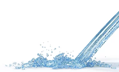 Fototapeten splash with spray from the falling jet of blue water © annkozar