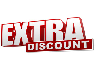 extra discount red white banner - letters and block