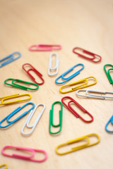Paper Clips on Wooden Table in Round