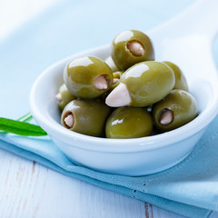 Almond stuffed green olives