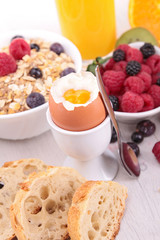 breakfast with egg and fruits