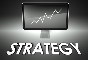 Screen and graph with Strategy, Success