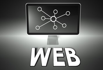 Screen and internet sign with Web, Network