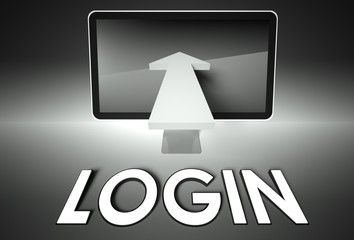 Screen and arrow with word Login, Security