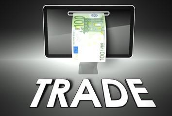 Screen and euro bill, Trade