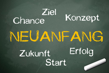 Kreidetafel mit Neuanfang
