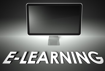 Computer blank screen with word E-learning