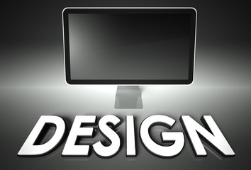 Computer blank screen with word Design