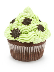 cake with cream and chocolate decoration