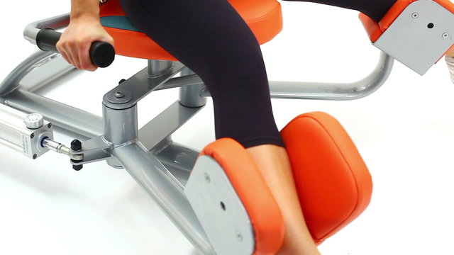 Closeup of woman on isodynamic exerciser