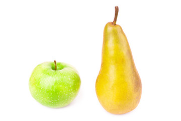Fresh green apple and a pear