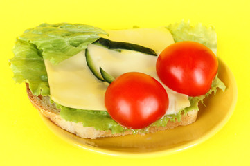 Fun food for kids on yellow background