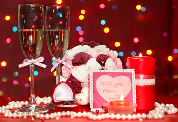 Composition Valentine's Day on lights background