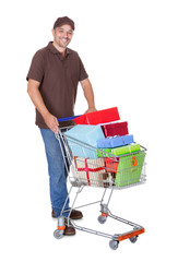 Happy Man With Shopping Cart