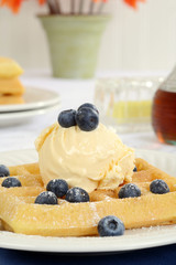 blueberry vanilla ice cream waffles