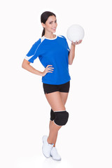 Happy Sporty Woman Holding Ball