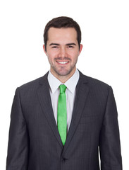 Businessman wearing green tie