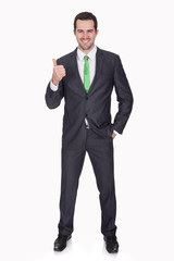 Businessman wearing green tie
