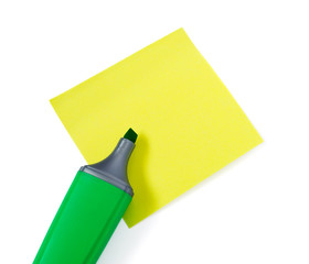 Green Highlighter on Yellow Stikers