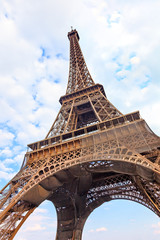 Eiffel Tour or Tower landmark. Wide angle view. Paris, France