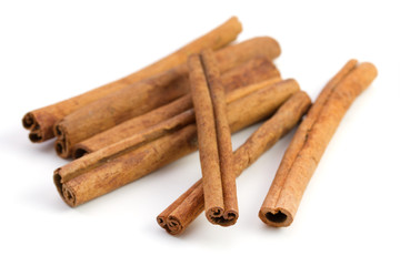 cinnamon on white background