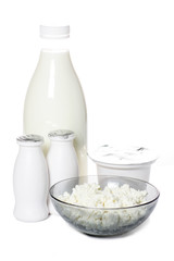 Obraz na płótnie Canvas Group milk products isolated on a white