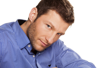 portrait of a handsome young man on white background