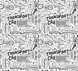 Naklejka premium seamless doodle transport pattern