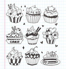 doodle cupcake set