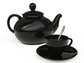 Teapot with Cap of Tea in 3D