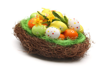 Easter eggs on nest